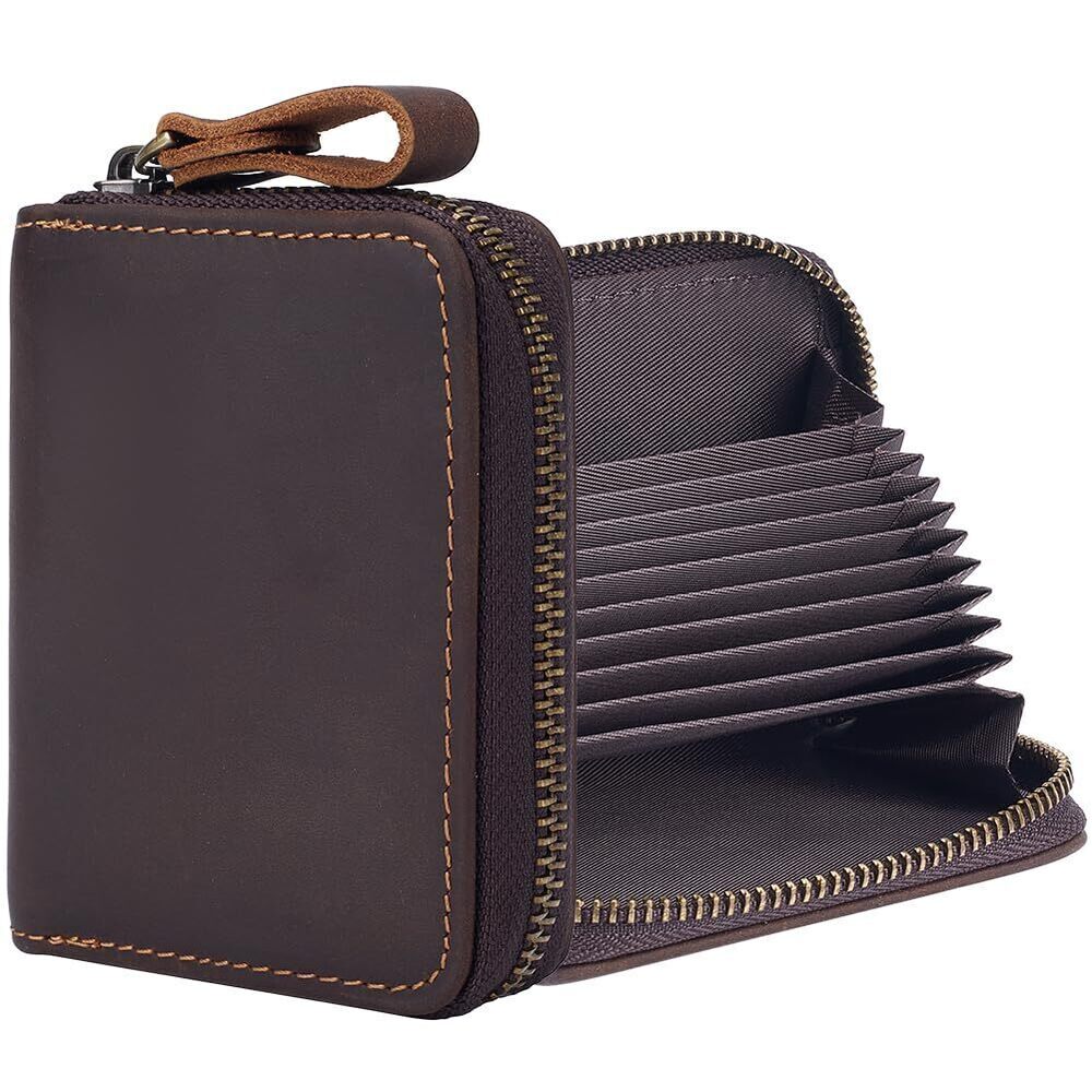 1433 Slots Leather Credit Card Holder Case Rectangle Crazy Horse Rfid Card